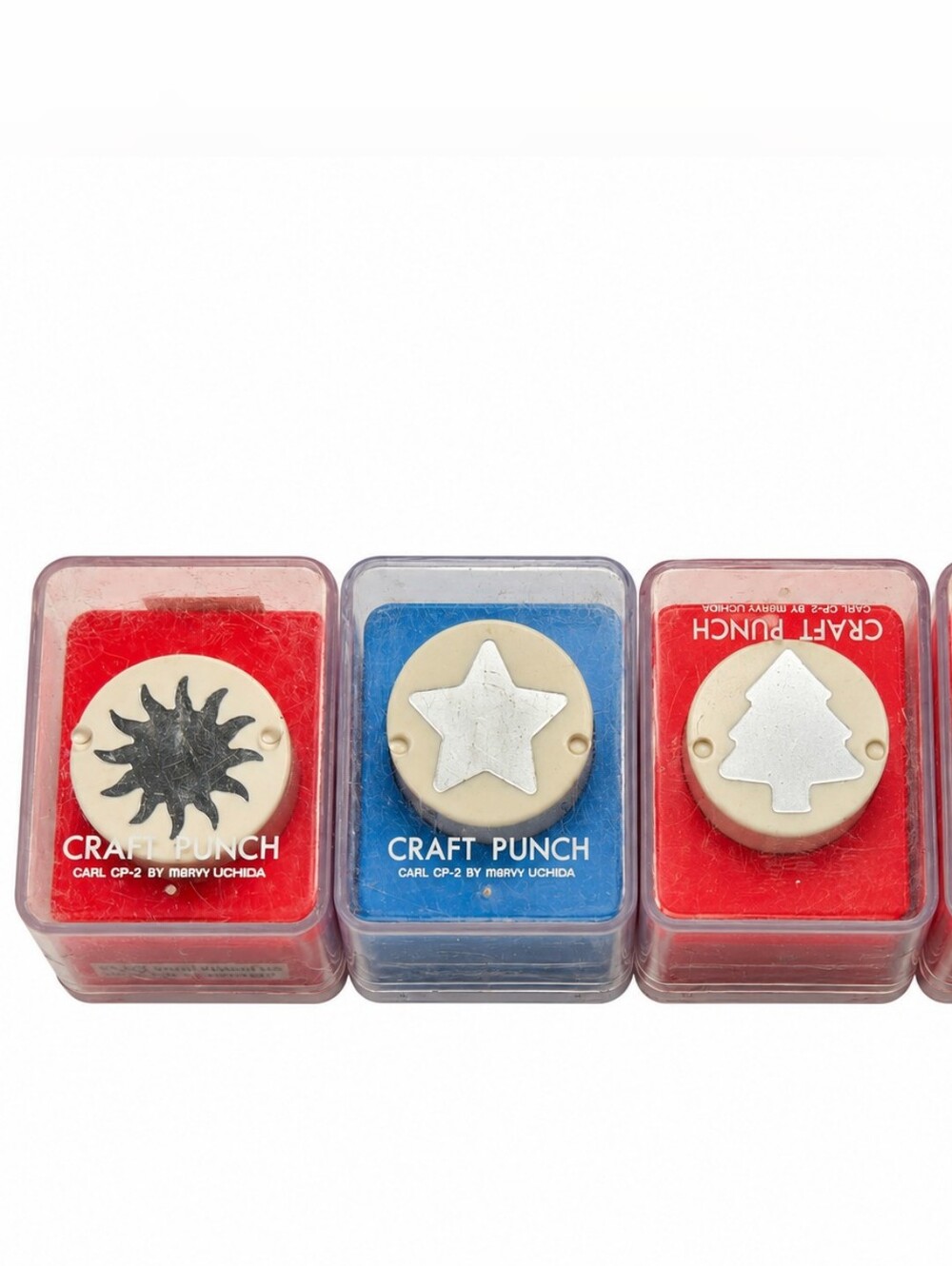 Vintage Marvy Uchida CARL Craft Punch Lot 4 Heart Star Tree Sun Tested Working